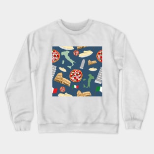 Italian seamless pattern, the symbols of Italy, pizza and pasta Crewneck Sweatshirt